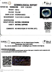 6.68/CT Natural Yellow Sapphire With Govt Lab Certificate (34410)